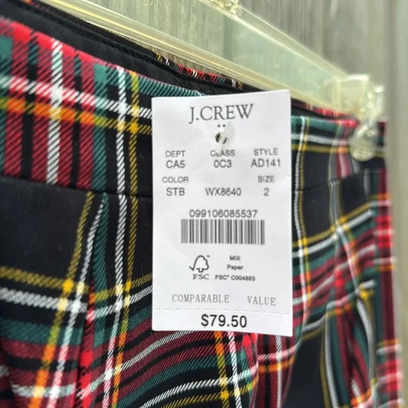 NWT J. Crew Plaid Tartan Pencil Skirt - Size 2 - Picture 3 of 5